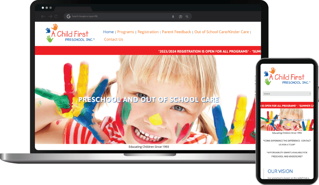 Web Design Case Study Cover Photo A Child First Pre School